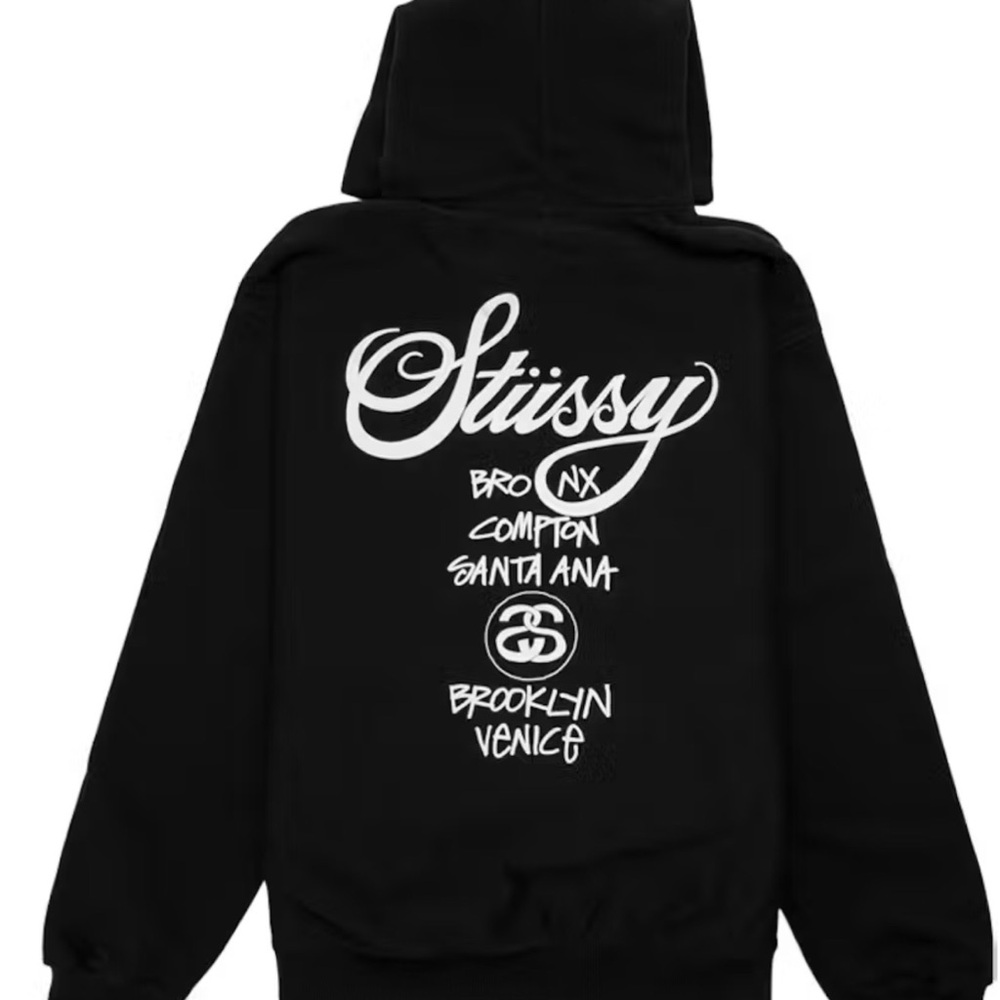 AUTHENTIC Stussy World Tour Black Hoodie Large